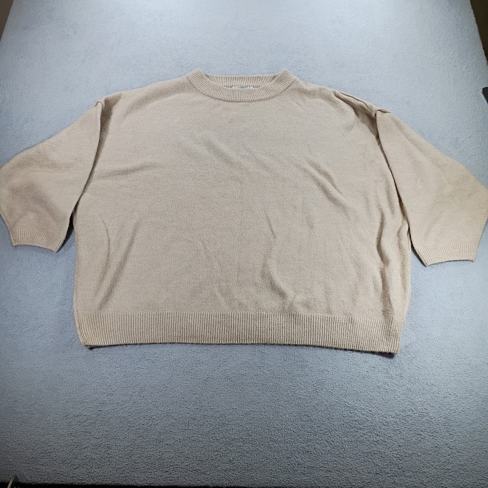 Oak + Fort Womens Oversized Knit Sweater Beige One Size Drop Shoulder